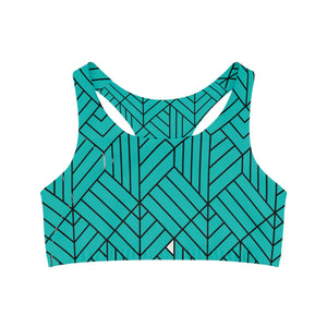 Amplify Seamless Sports Bra, turquoise, by it self front- UNFAZEDSPIRIT