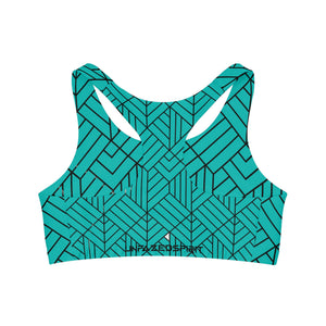 Amplify Seamless Sports Bra, turquoise, by it self back side - UNFAZEDSPIRIT