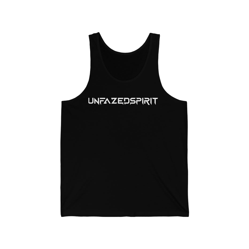 Unisex Jersey Tank , front, black- UNFAZEDSPIRIT